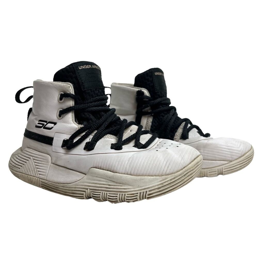 UNDER ARMOUR SC STEPH CURRY High Top White Black Kids Sneakers Shoes sz 11 K